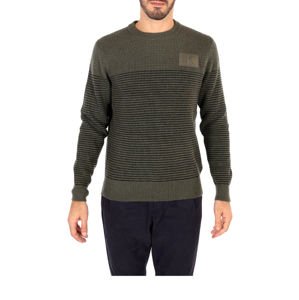 Calvin Klein pánský khaki zelený pruhovaný svetr - XL (LDD)